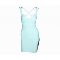Criss-Cross Solid Color Sexy Style Polyester Sleeveless Bandage Dress For Women